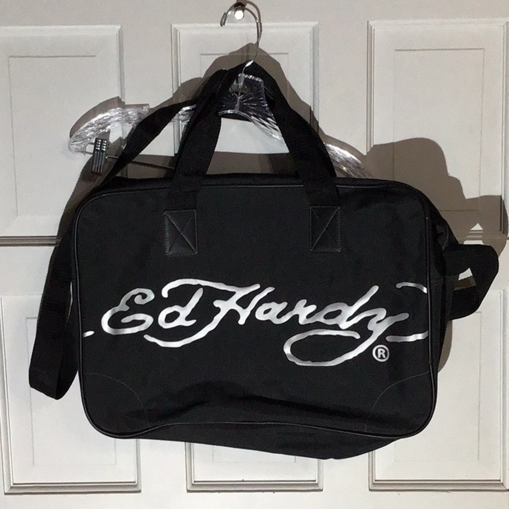 NWOT. Ed Hardy Black Men's Messenger Bag